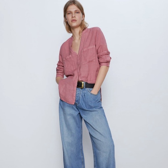 Zara Tops - Zara Linen Blouse Marsala Color in M NWT